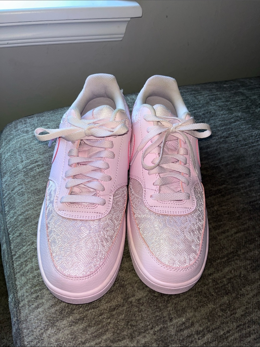 Nike Women's Pink Lace-Up Sneakers with Shimmer